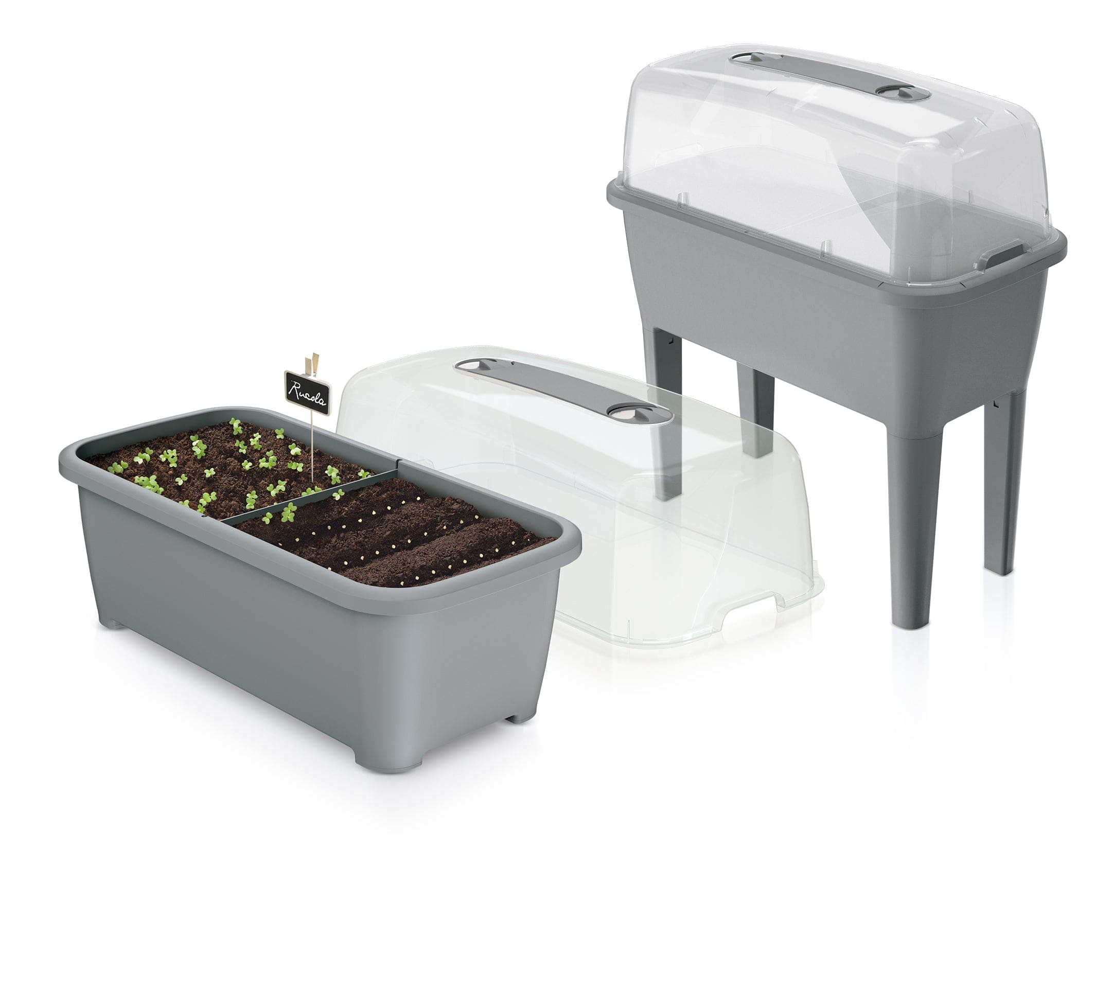 Prosperplast Növénytartók szürke PP Magas palántázó kisebb