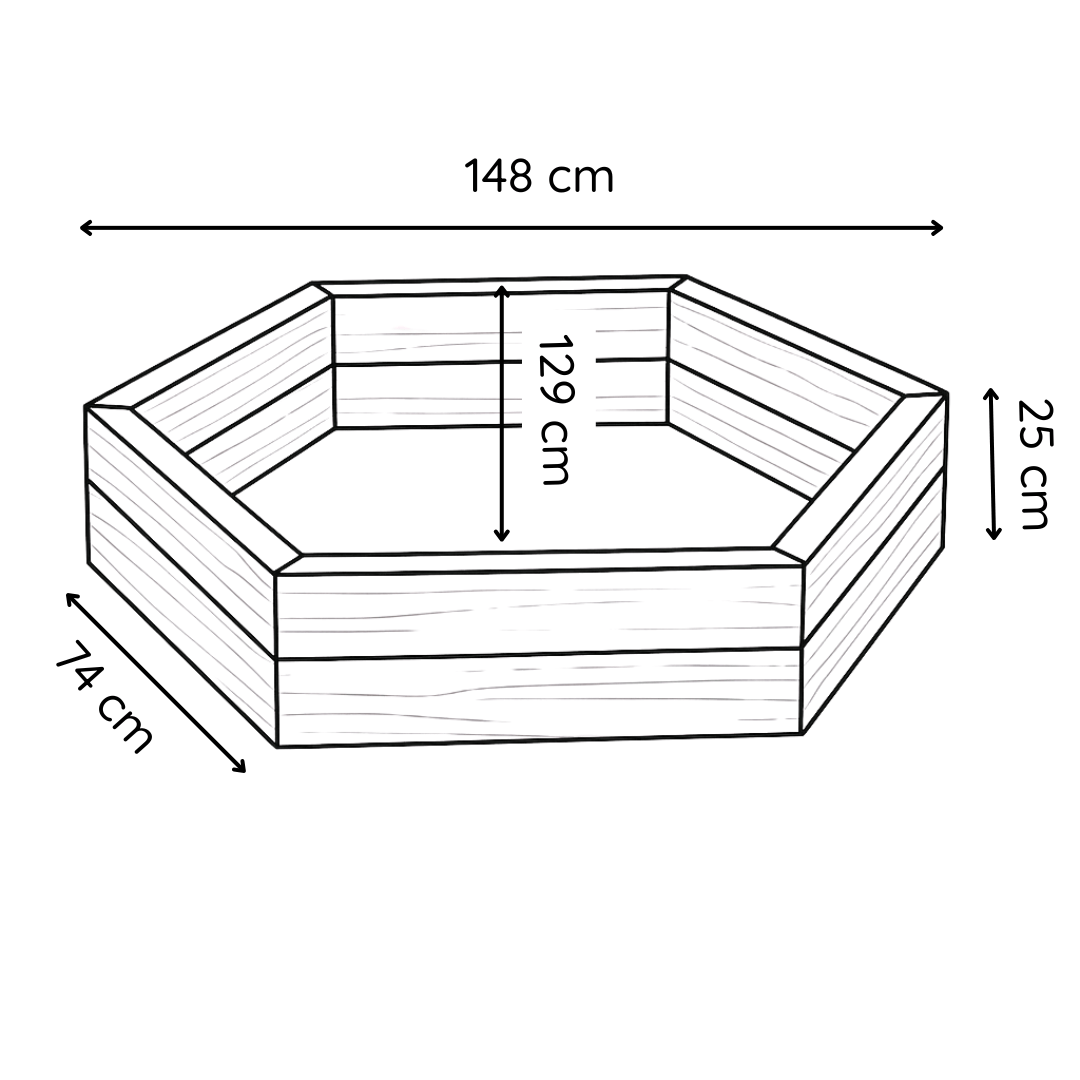 Prosperplast Növénytartók Woody Hatszögletű Magaságyás - Fahatású, 148x129x25 cm