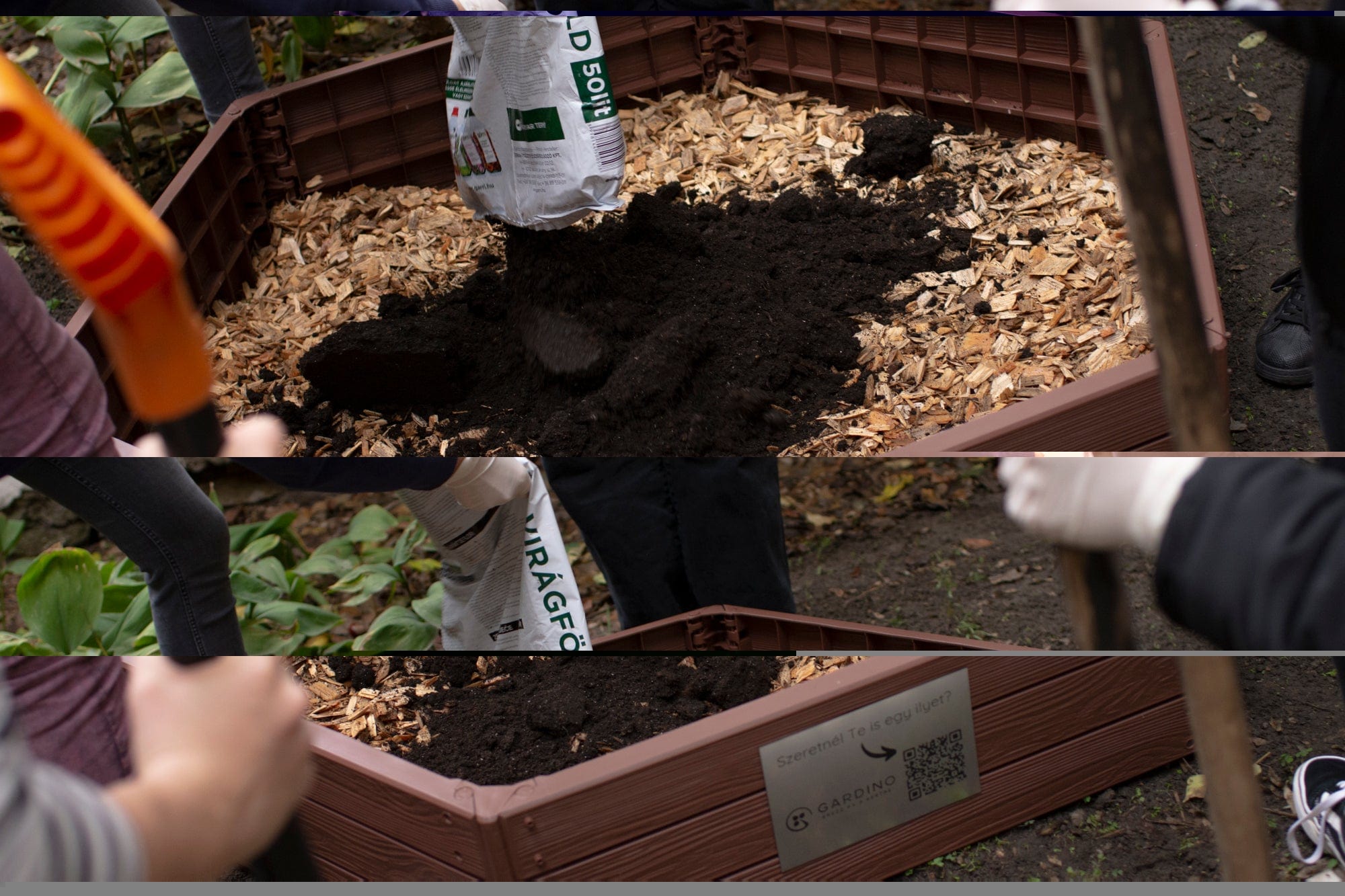 Prosperplast Növénytartók Woody Hatszögletű Magaságyás - Fahatású, 148x129x25 cm