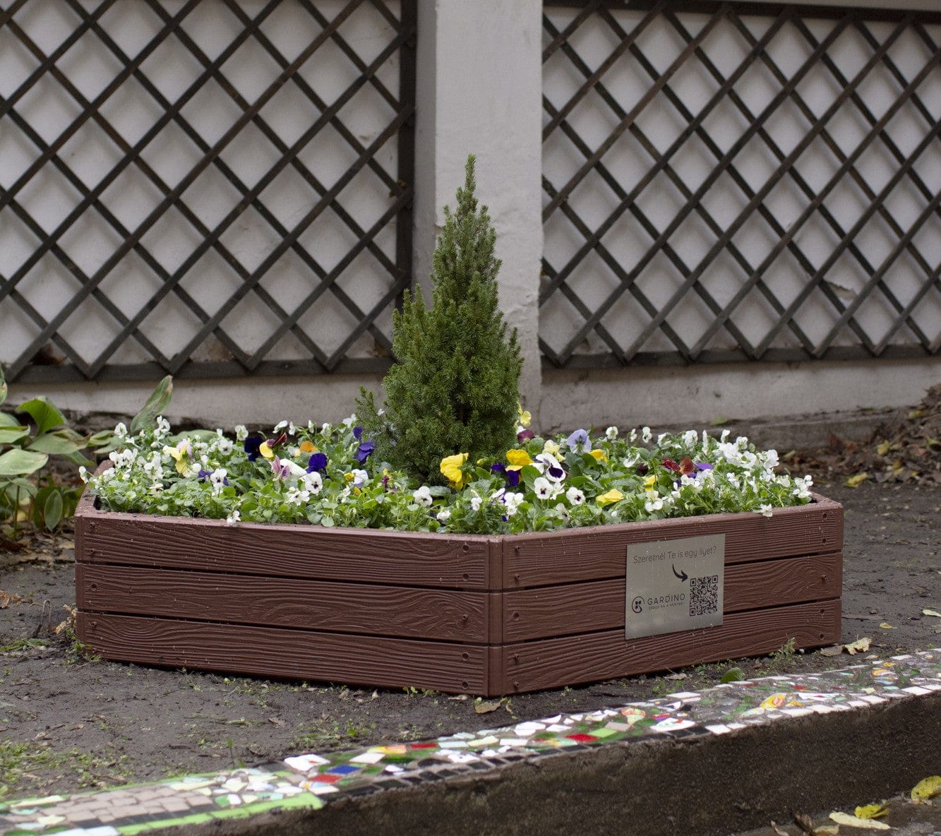 Prosperplast Növénytartók Woody Hatszögletű Magaságyás - Fahatású, 148x129x25 cm