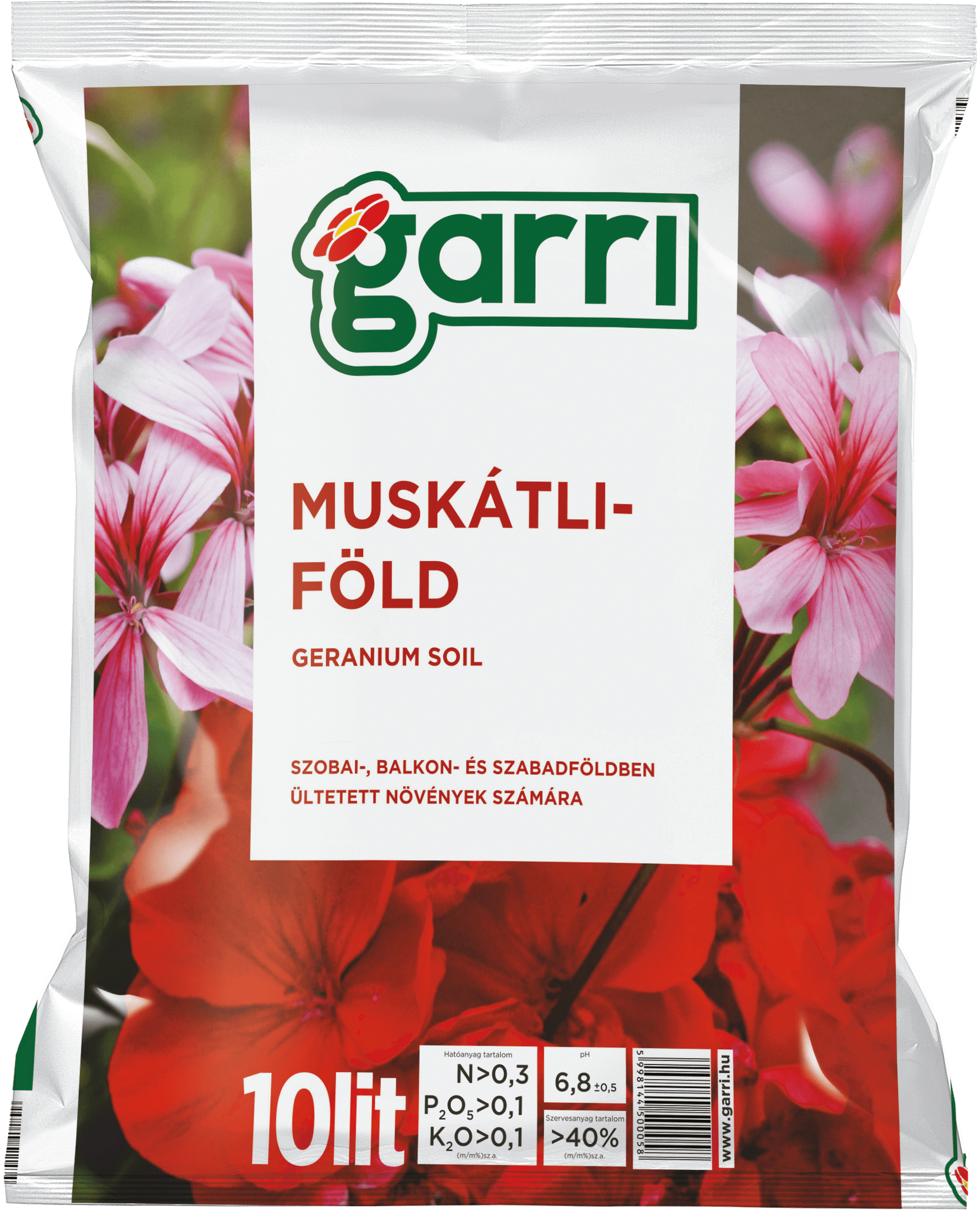 Terra-Tőzeg Ápolás_és_gondozás 10 l Garri Virágföld Muskátli
