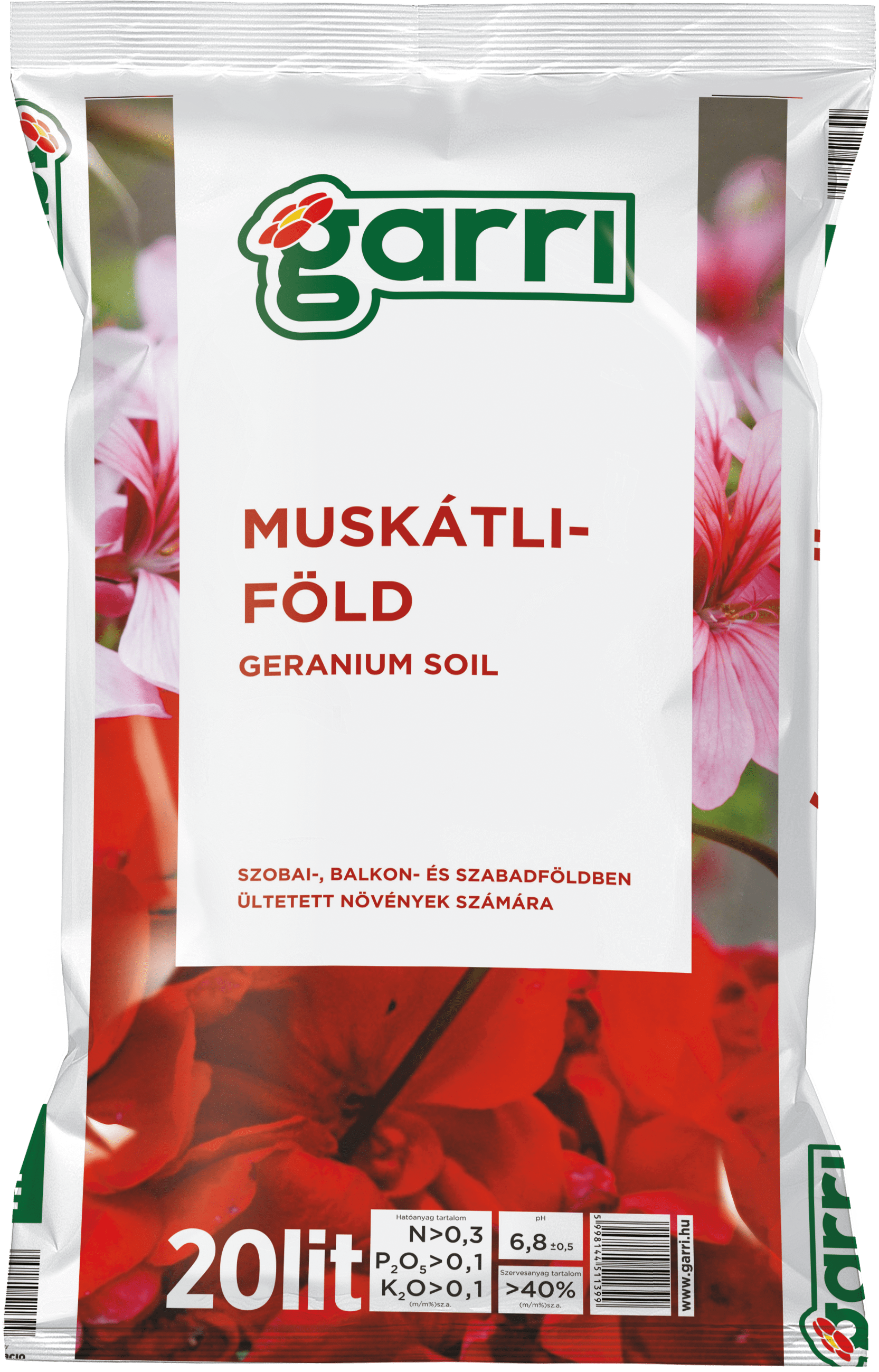 Terra-Tőzeg Ápolás_és_gondozás 20 l Garri Virágföld Muskátli