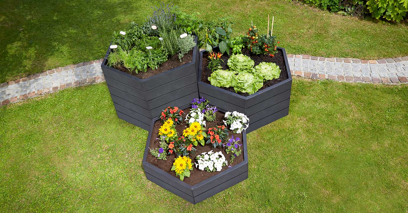 Garantia Növénytartók 110x95x25cm Ergo hatszögletű magaságyás - Kőhatású