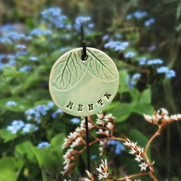 Gardino menta Kézműves kerámia növényjelölő