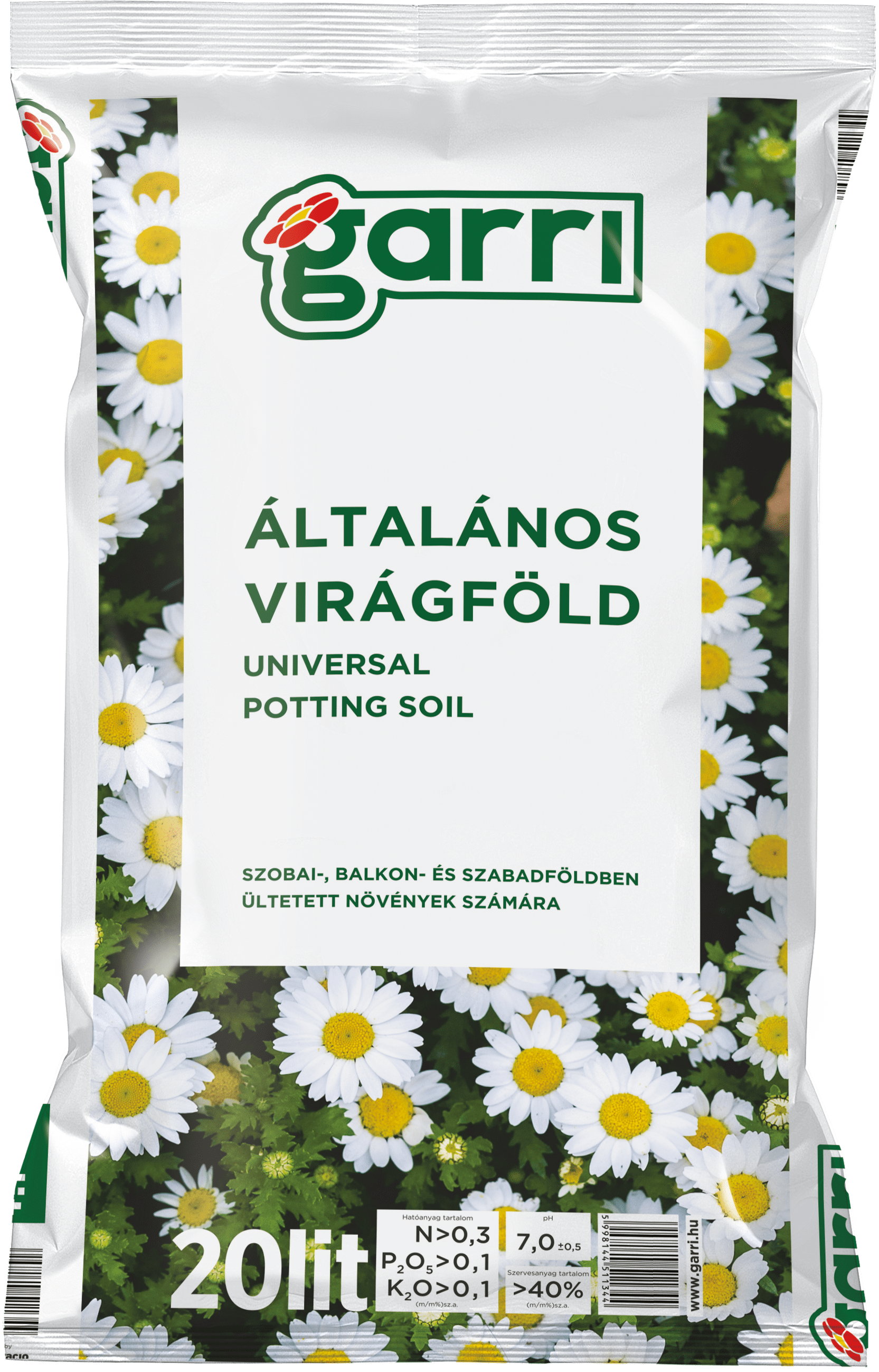 Gardinohu Ápolás_és_gondozás 120 x 20 l Garri Virágföld Általános Raklapos