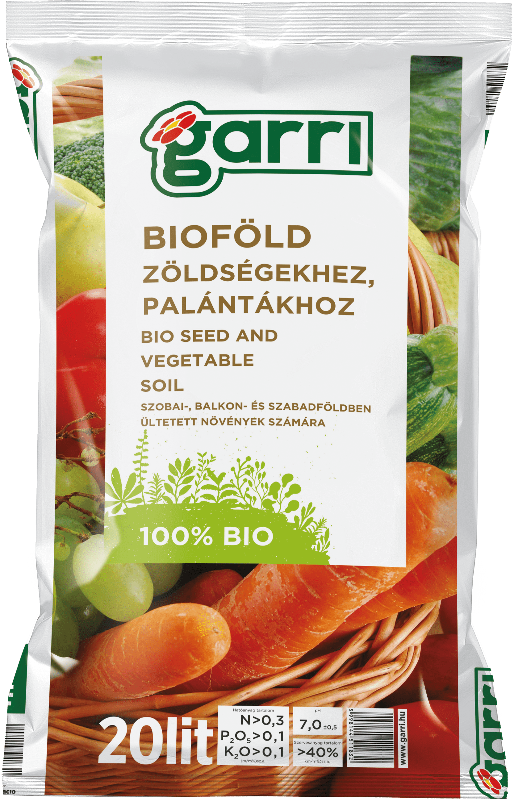 Gardinohu Ápolás_és_gondozás 20 l (Raklapos) Garri Bioföld Palánta És Zöldség Föld Raklapos 1920 L