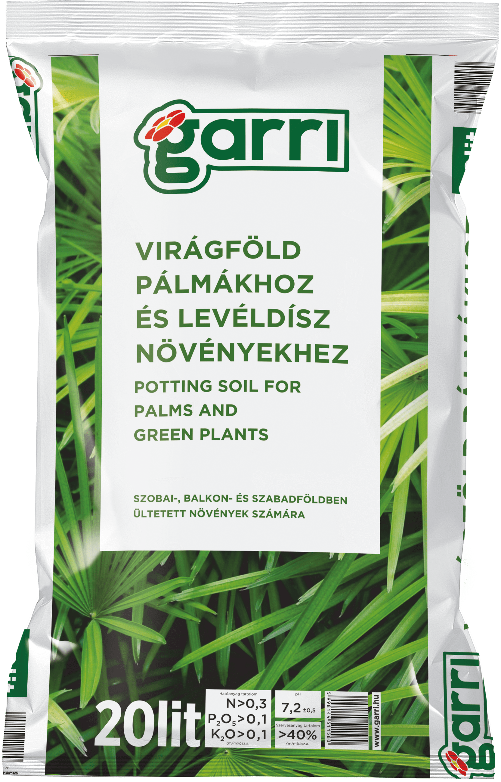 Gardinohu Ápolás_és_gondozás 20 l (Raklapos) Garri Virágföld Pálma És Levéldísznövény