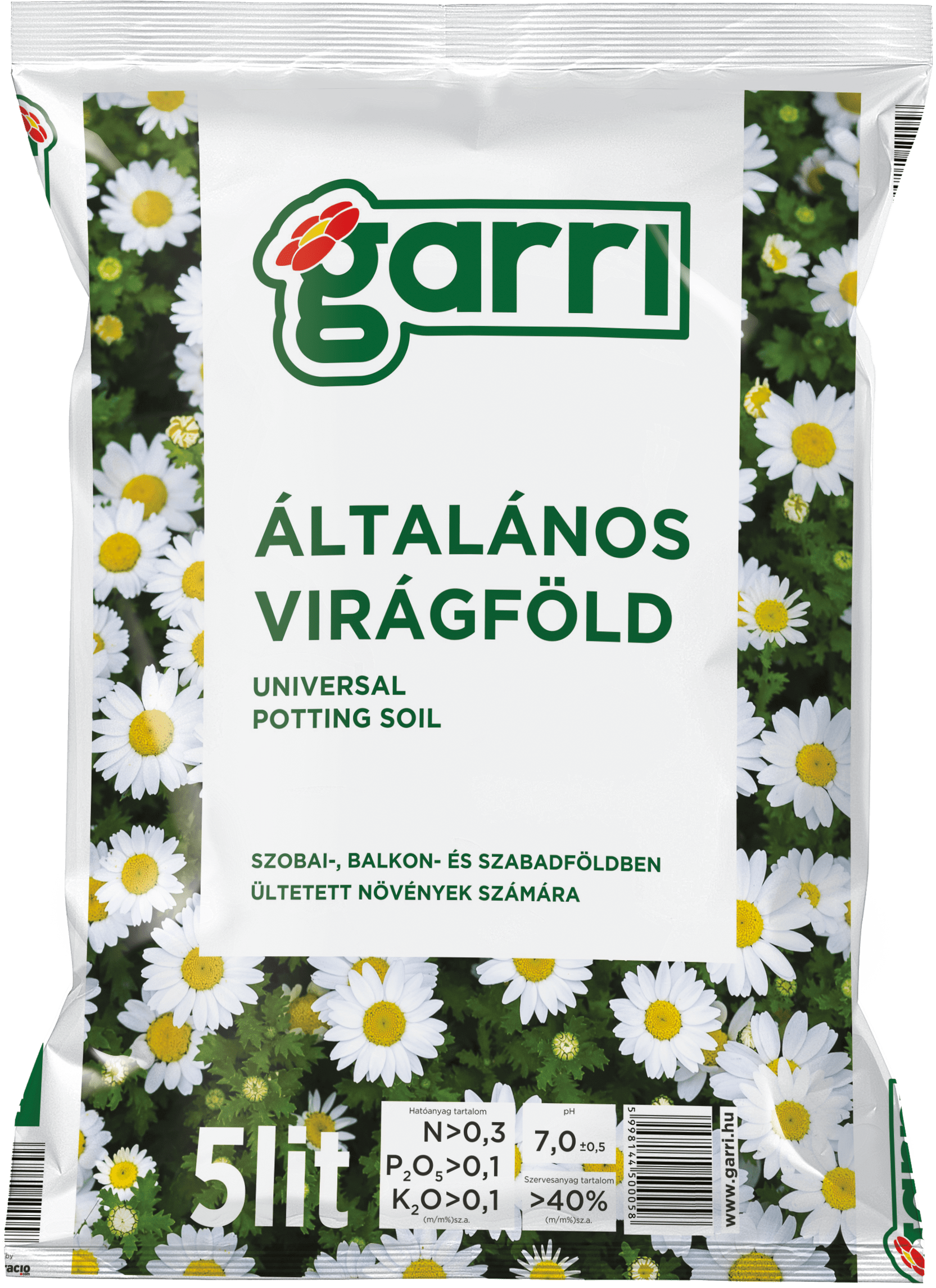 Gardinohu Ápolás_és_gondozás 400 x 5 l Garri Virágföld Általános Raklapos