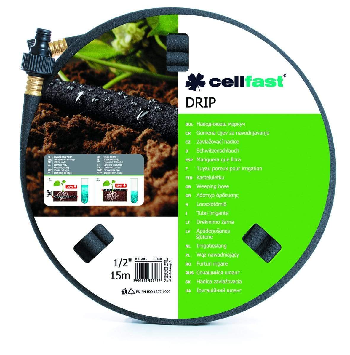 Gardinohu Kerti_kiegészítők 1/2" 15m Cellfast Drip Csepegtető Tömlő 15m