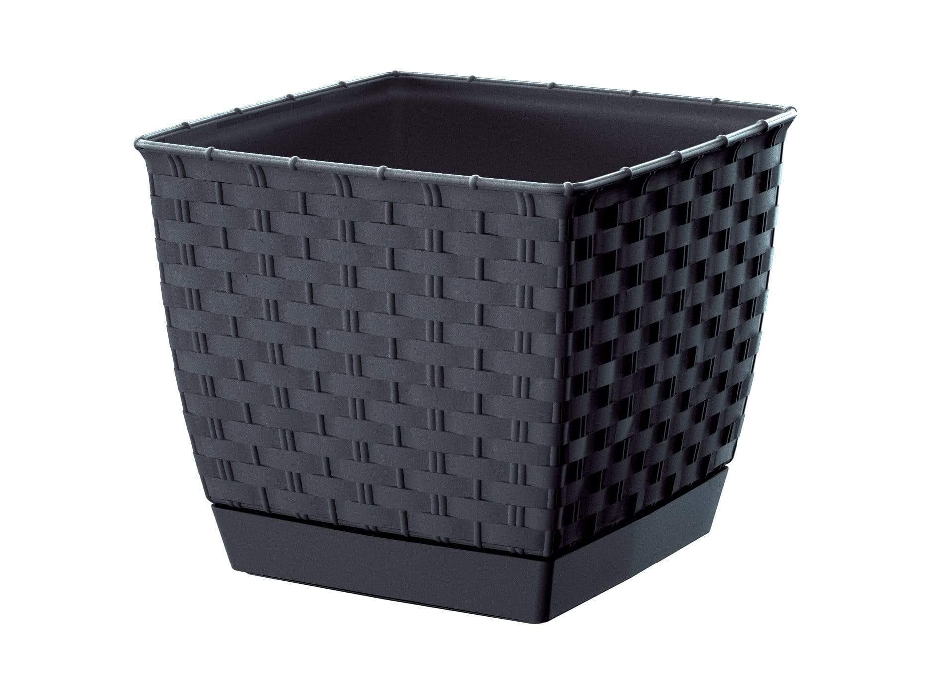 Gardinohu Növénytartók antracit / 14 cm Ratolla Rattan Négyszög Kaspó