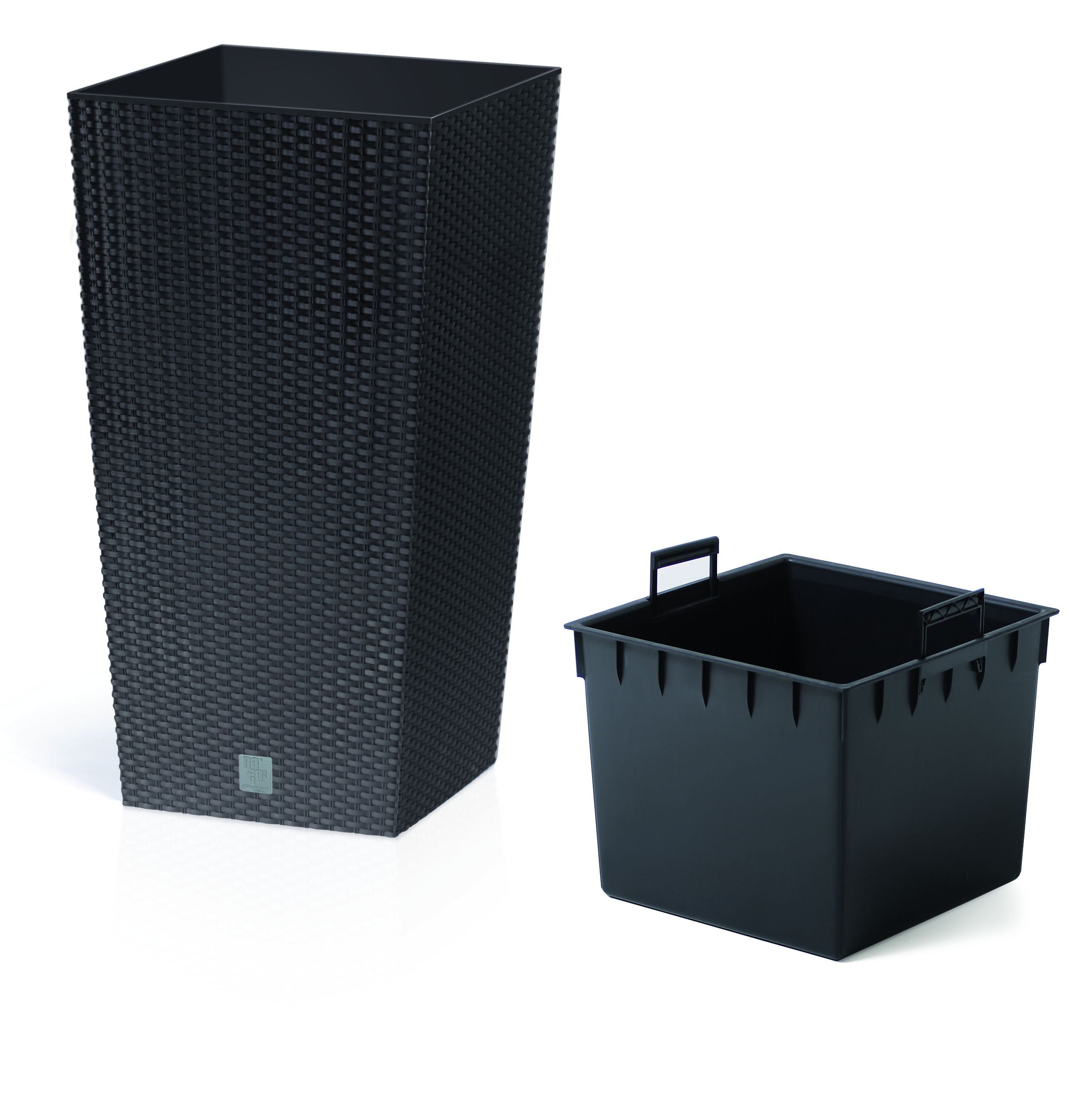 Gardinohu Növénytartók antracit / 20x38 cm Rato Square Rattan Kaspó Betéttel