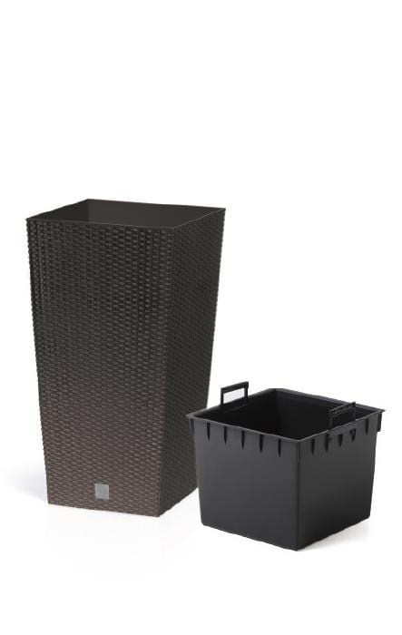 Gardinohu Növénytartók antracit / 22x42 cm Rato Square Rattan Kaspó Betéttel