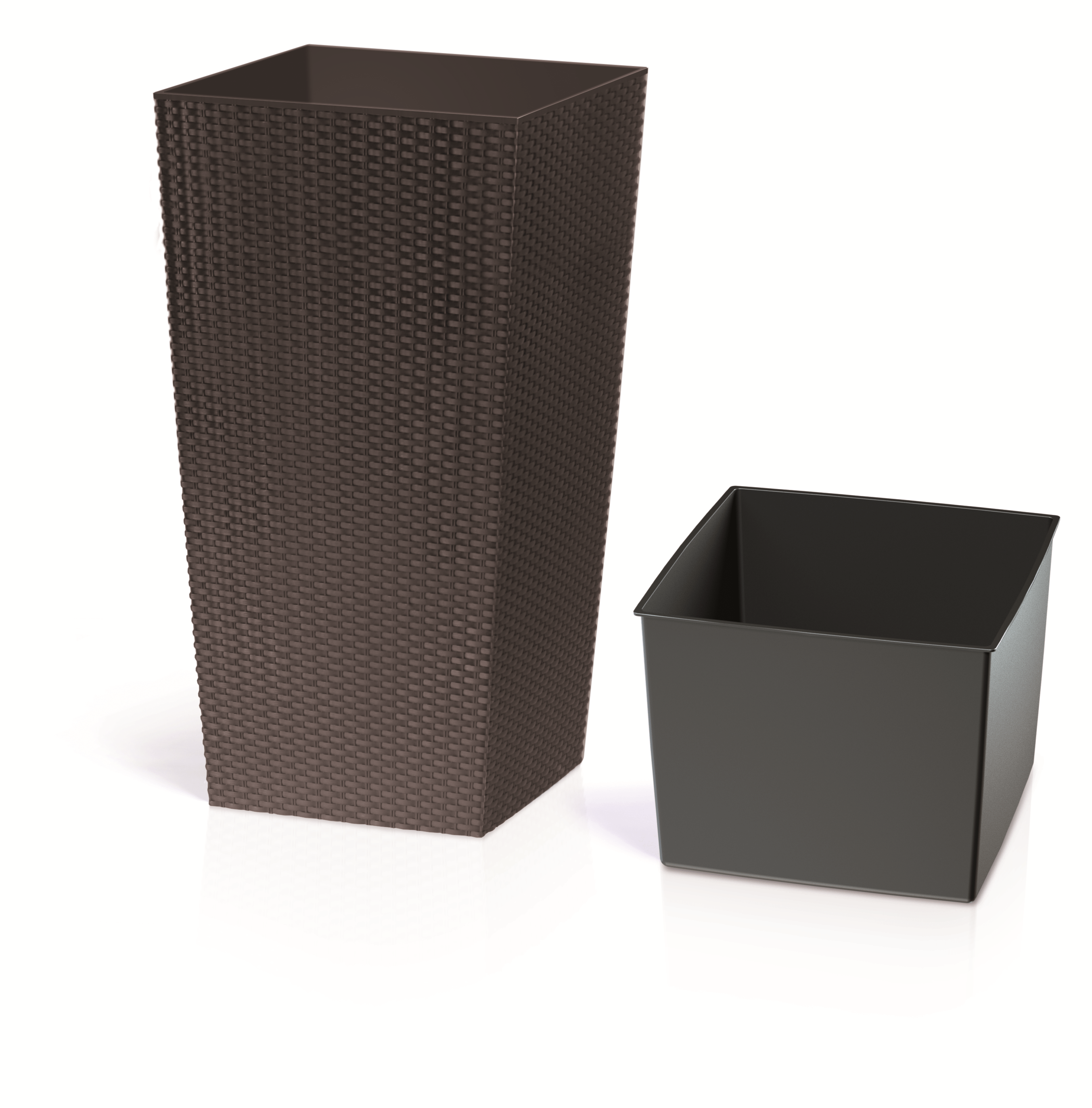 Gardinohu Növénytartók barna / 20x38 cm Rato Square Rattan Kaspó Betéttel