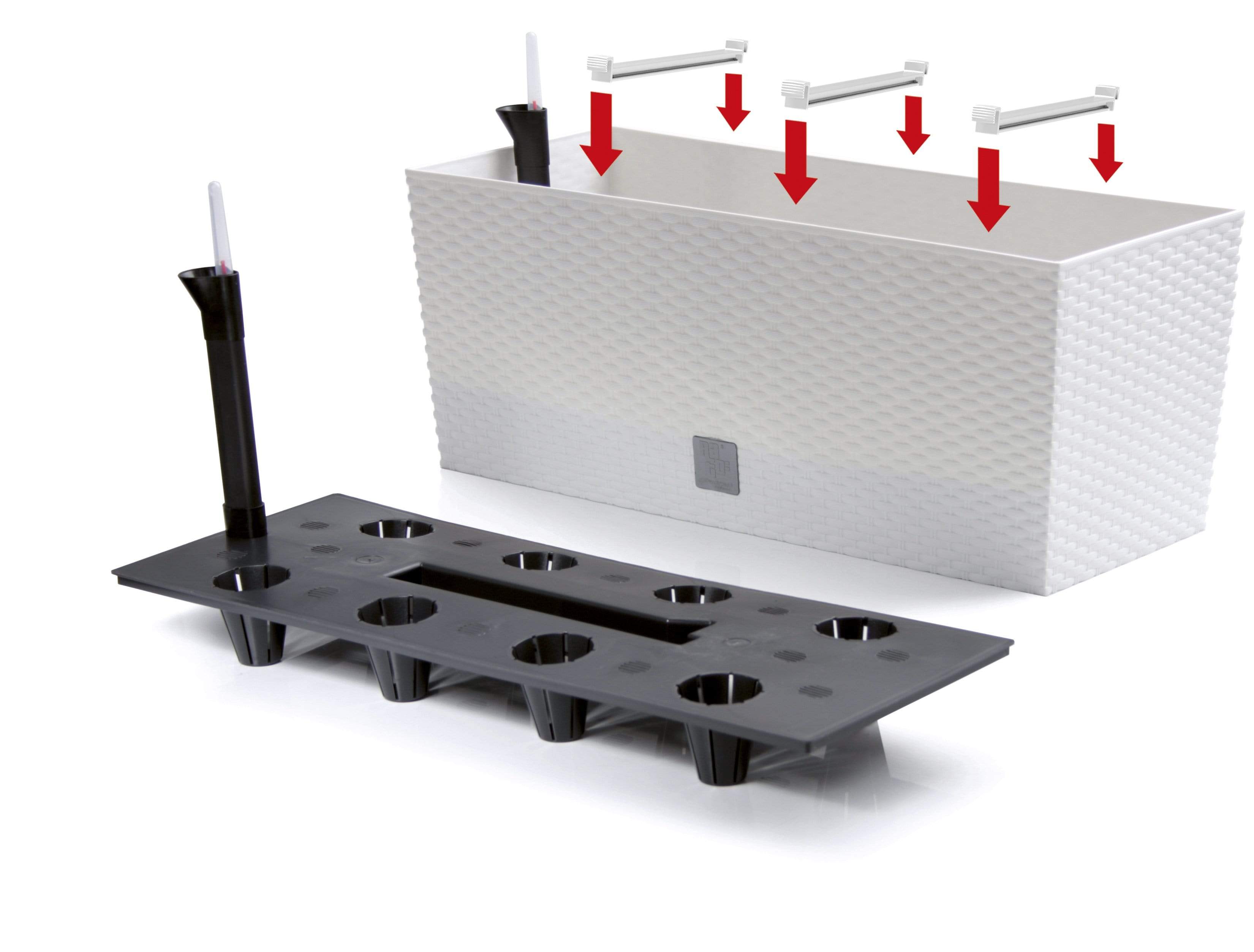 Gardinohu Növénytartók fehér / 60 cm Rato Rattan Láda Önöntözős