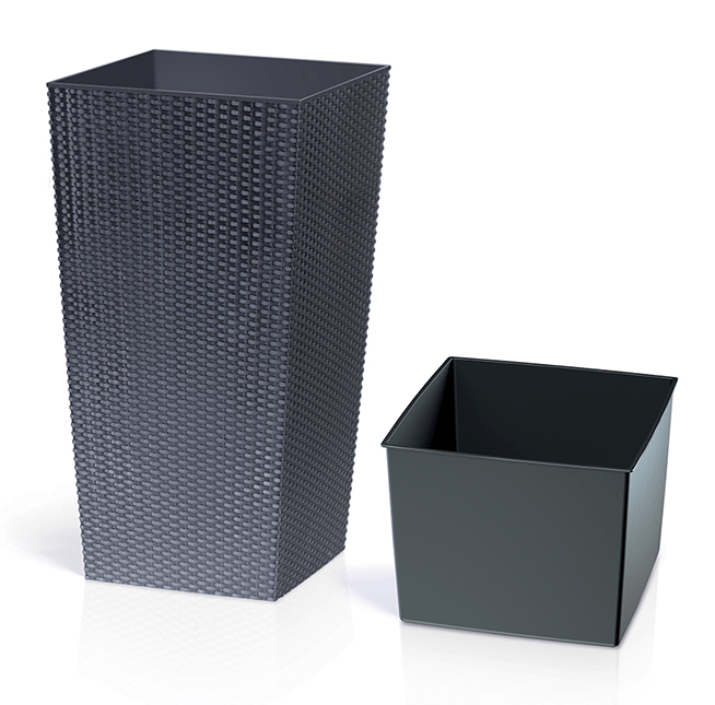 Gardinohu Növénytartók szürke / 32x61 cm Rato Square Rattan Kaspó Betéttel