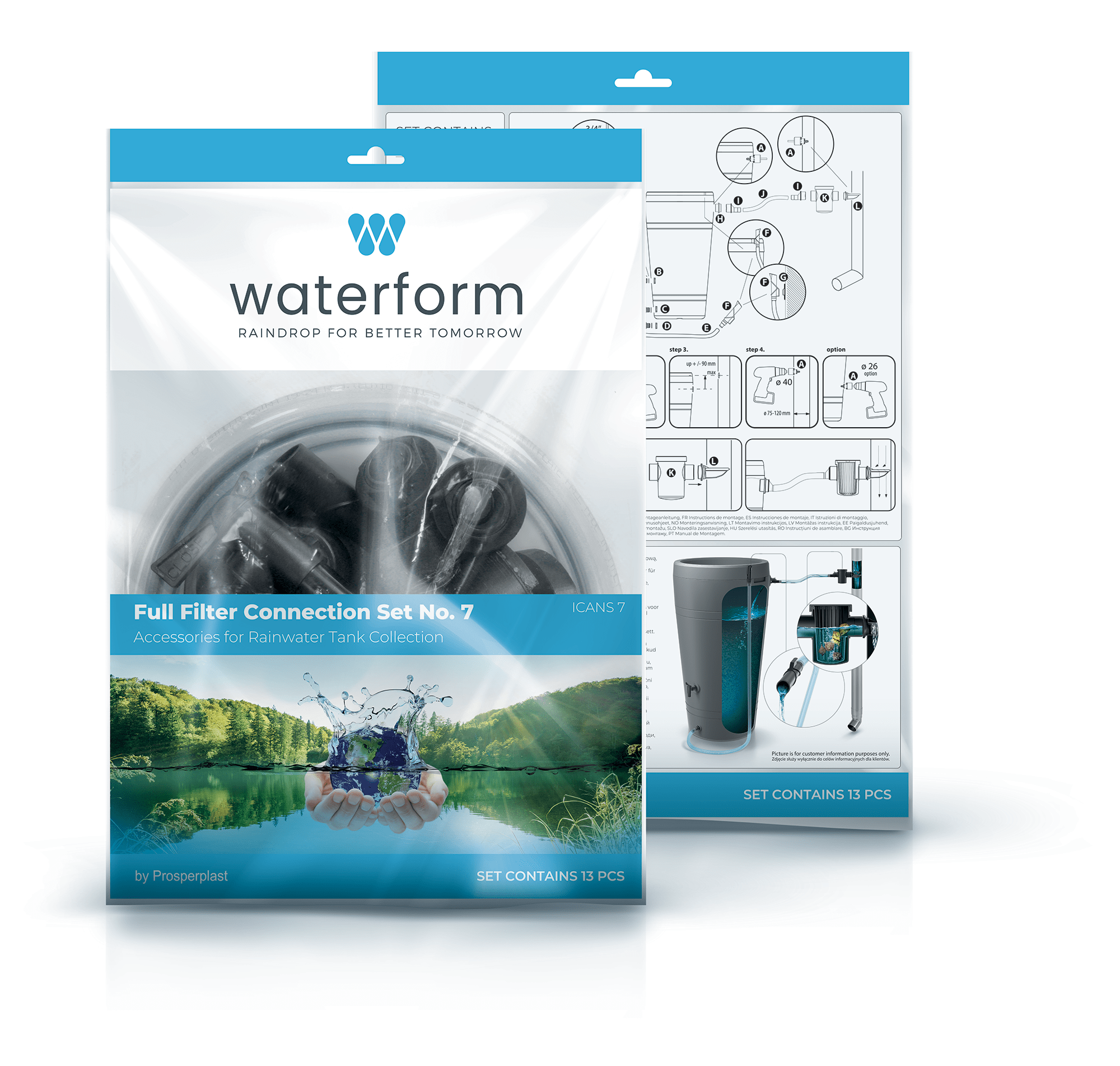 Prosperplast Kerti kiegészítők Ereszcsatorna Vízgyűjtő + Locsoló Szett Esővízgyűjtőhöz ICAN7