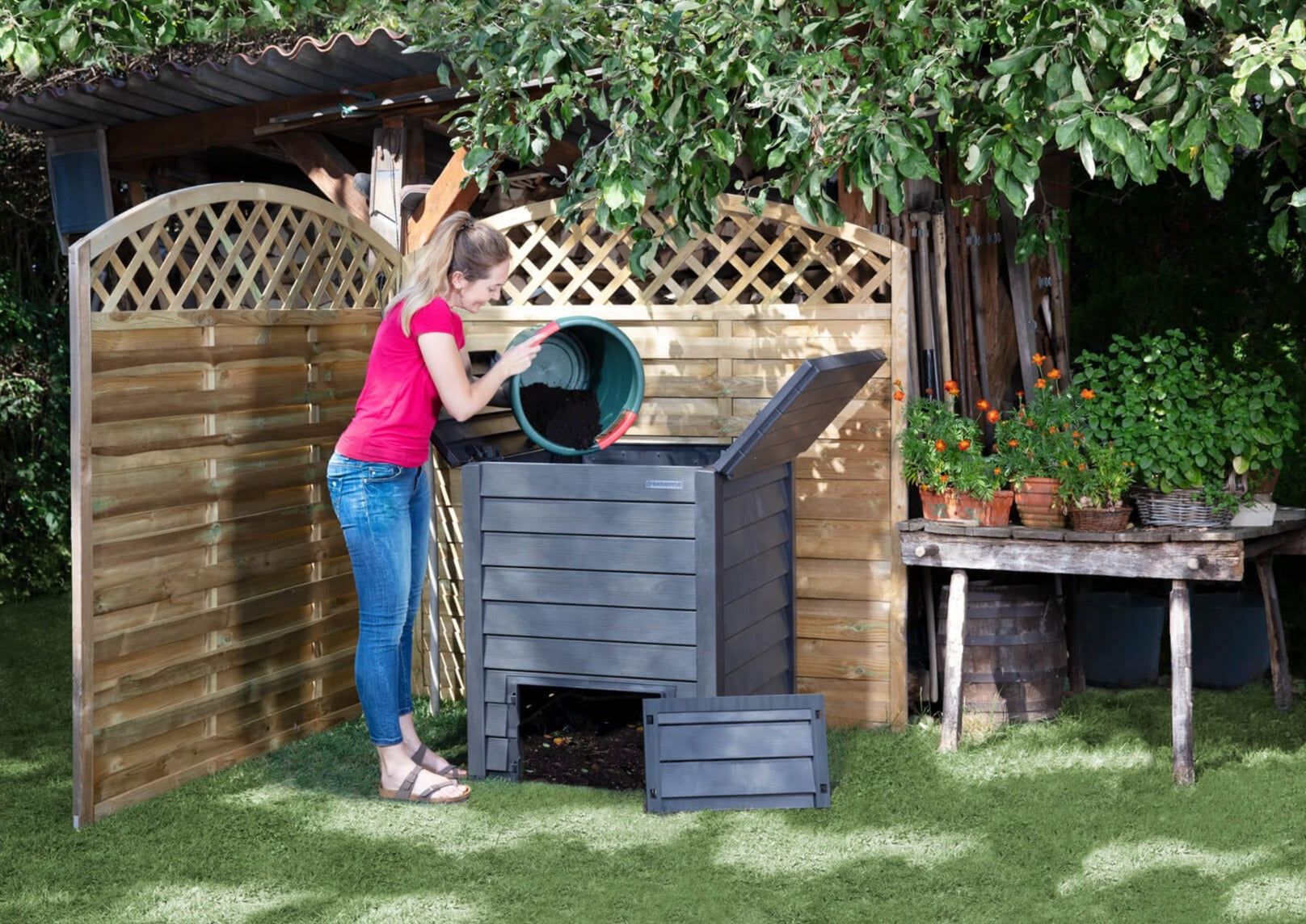 Prosperplast Kerti kiegészítők szürke Thermo-Wood Komposztáló Láda 600L