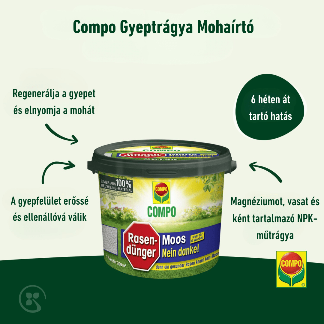 COMPO Ápolás_és_gondozás 7,5 kg Compo Gyeptrágya Mohaírtó