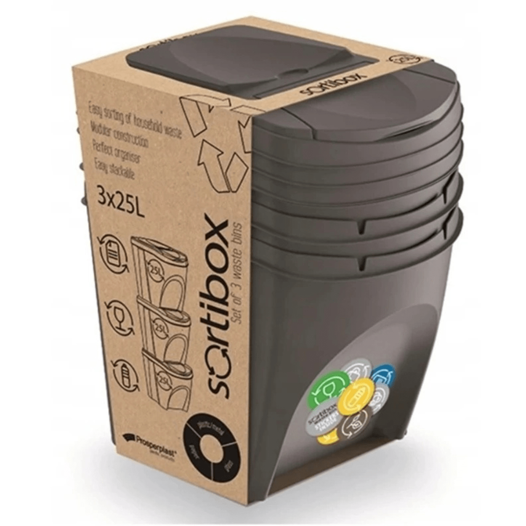 Prosperplast Otthon_és_konyha szürke Sortibox Szelektív Kuka 3db
