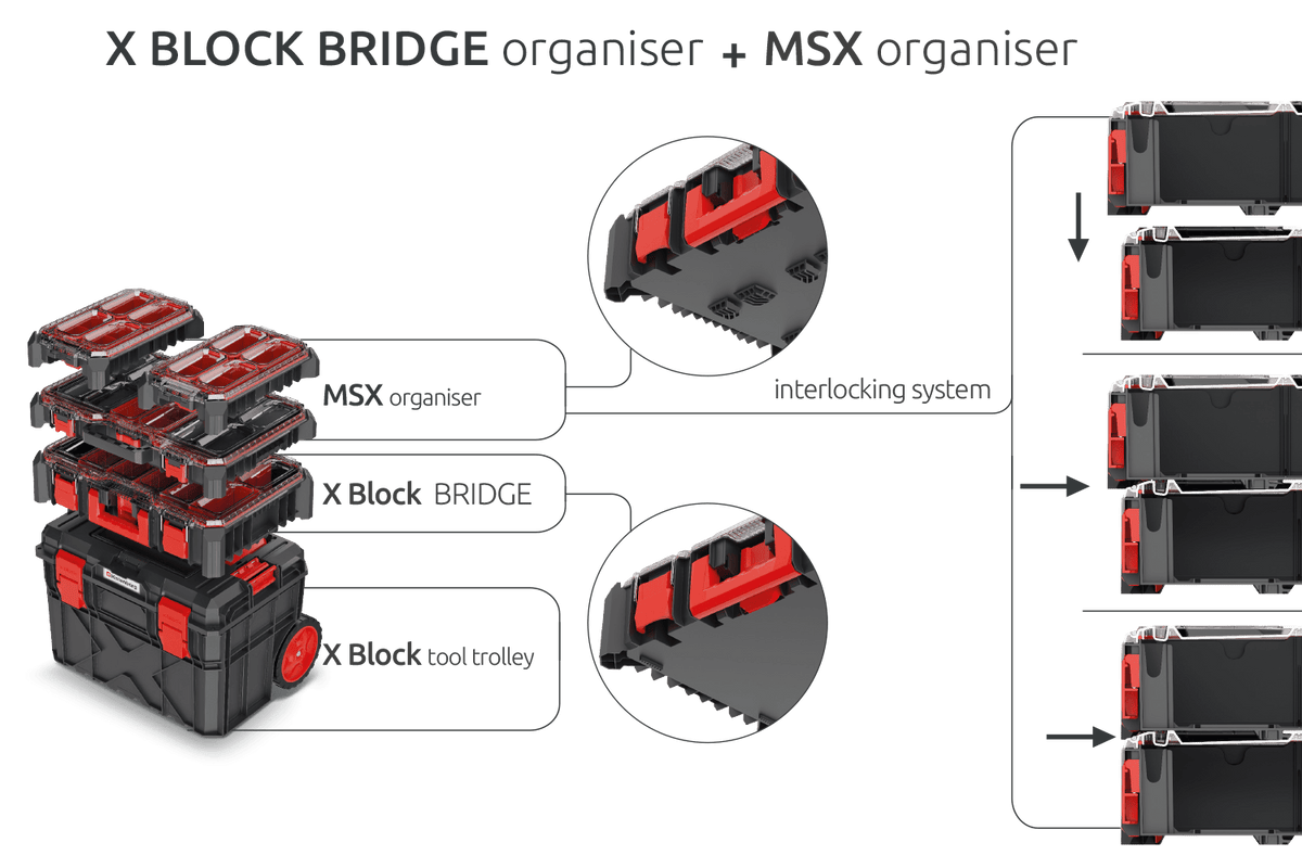 Prosperplast Tároló_eszközök Kistenberg X Block Bridge szerszám-rendszerező 55 cm