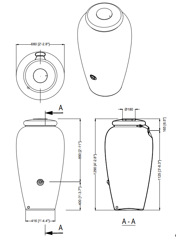 Garantia Kerti kiegészítők 300 / terra Amphora Esővízgyűjtő 300L