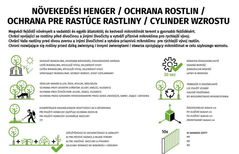 Gardino Ápolás_és_gondozás fehér / 40 cm Növekedési Henger 10 db