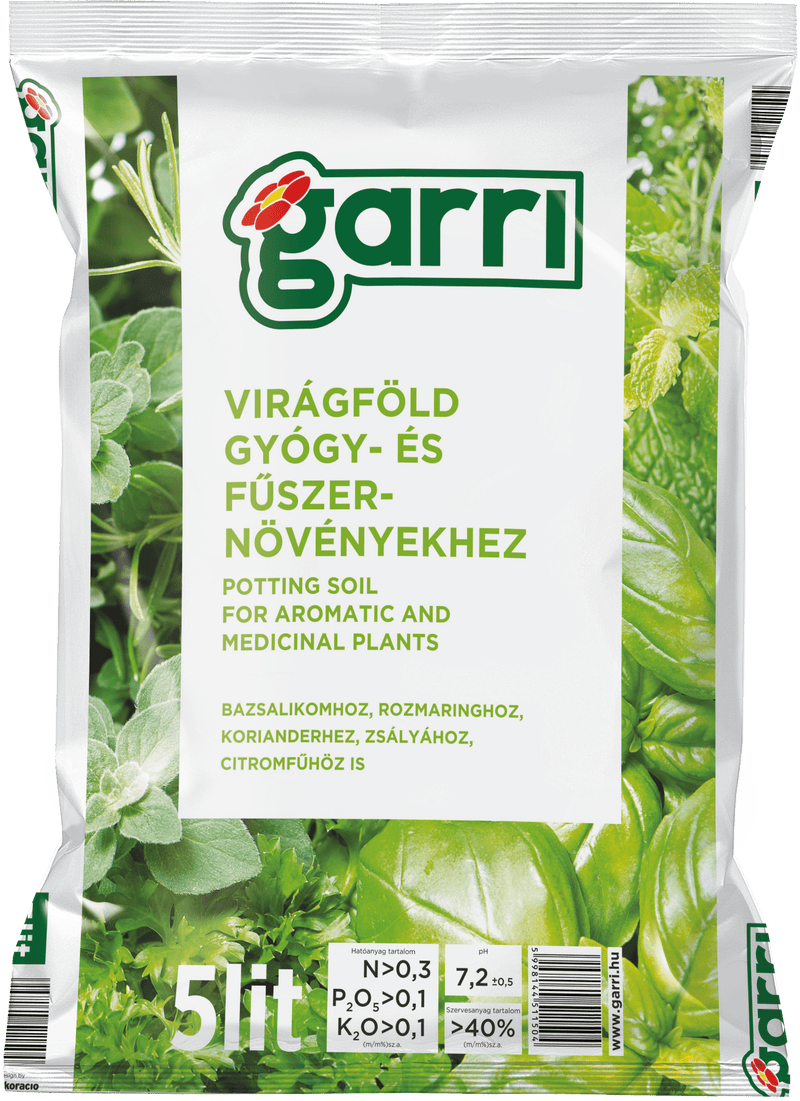 Gardinohu Ápolás_és_gondozás 5 l Garri Virágföld Gyógy- És Fűszernövények
