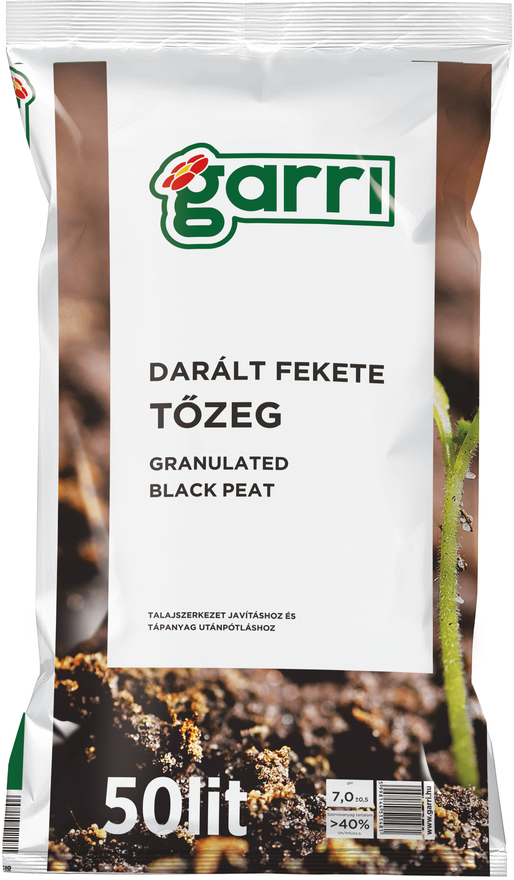 Gardinohu Kerti_kiegészítők 51 x 50l Garri Tőzeg Darált Fekete Raklapos